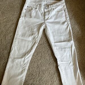 7 For All ManKind Crop Jeans in white.